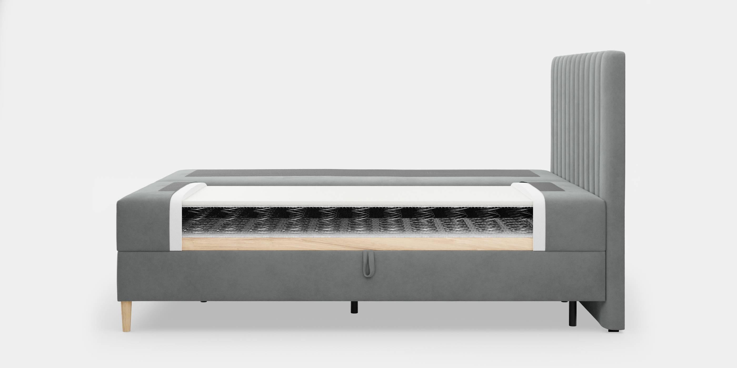 by fonQ Pazara Boxspring met Opbergruimte 160 x 200 cm - Grijs / Natur