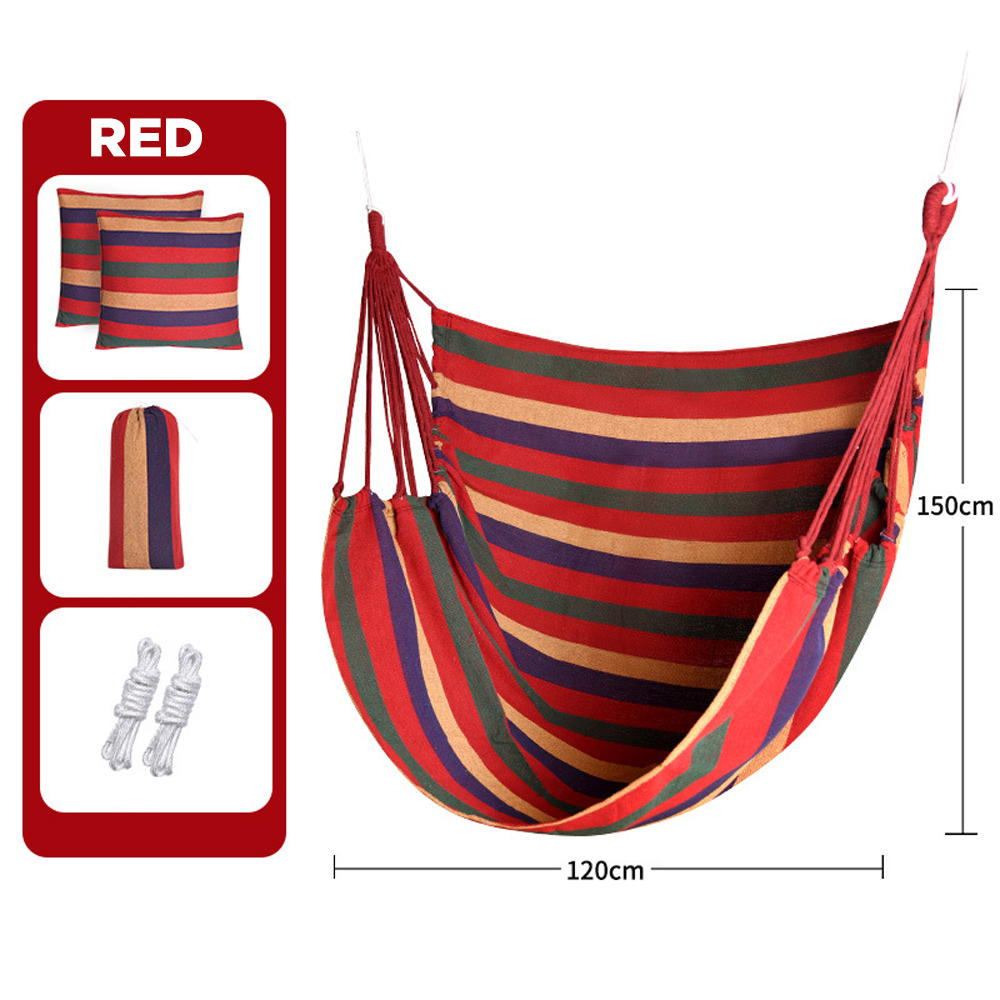 Outdoor Adult Swing Hammock Chair with Rope and Canvas Durable 150kg Capacity Hanging Hammock for Courtyard Use