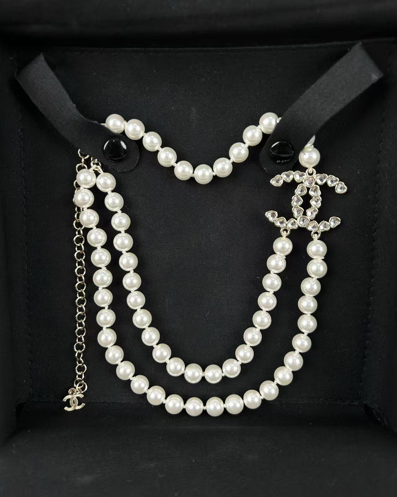 Chanel Elegant Two Layers Pearl Necklace - Original Replica Club