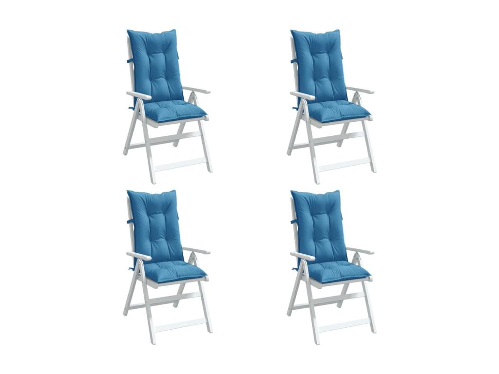 Cojines silla respaldo alto 4 uds tela azul melange 120x50x7 cm