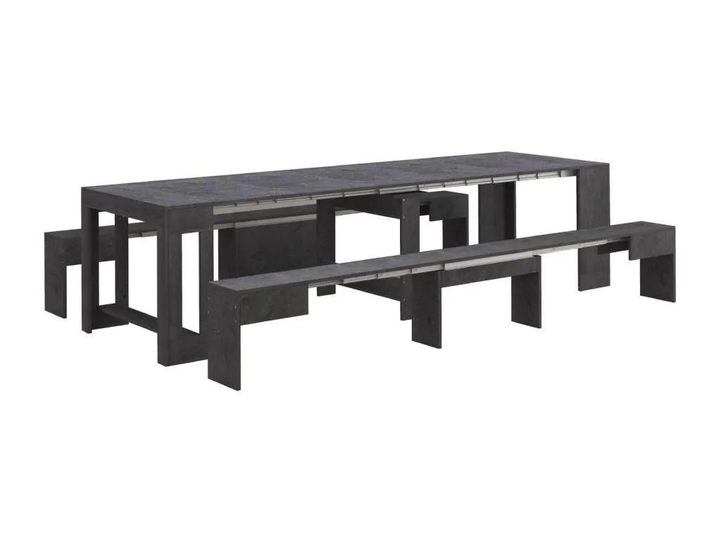 Banco Nidovia juego 2 asientos extensibles comedor 290x25x45 cm pizarra apr3583923