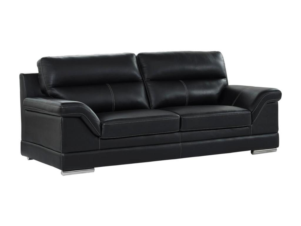 Sofá de 3 plazas de piel de búfalo negra