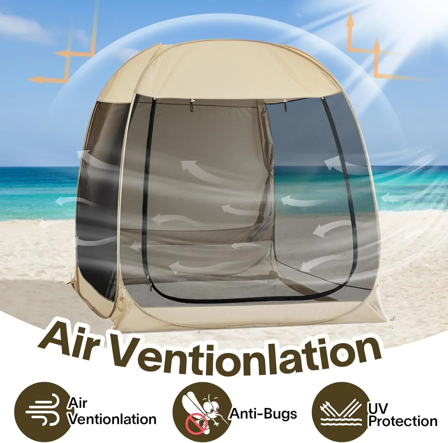 Screen gazebo sleeps 6-10-15 people Igloo-style canopy tent mosquito net on the sides Perfect