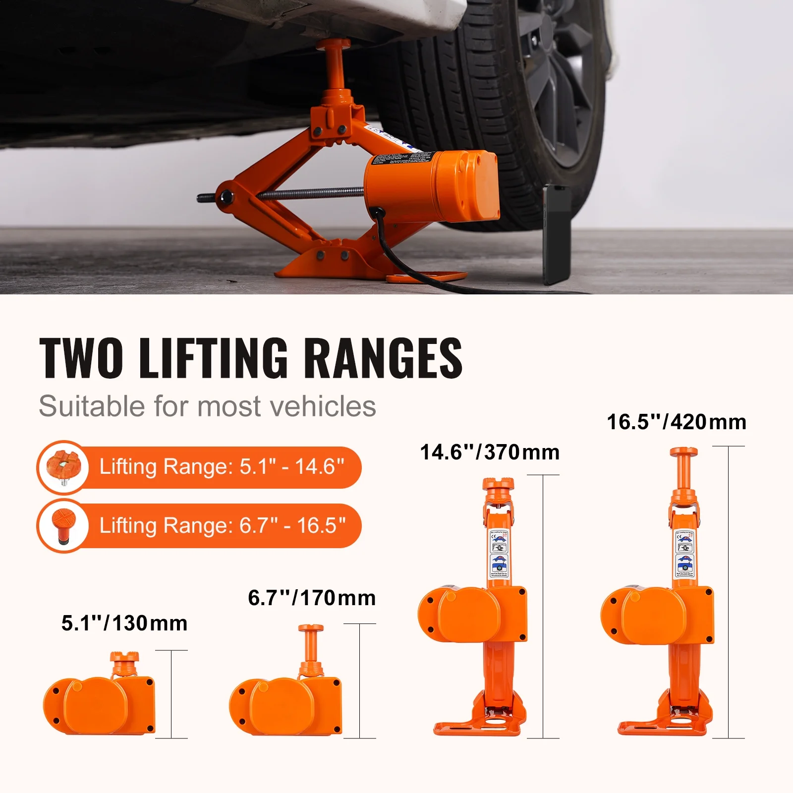 KFFKFF Electric Car Jack, 3 Tons Capacity, Scissor Jack with Electric Wrench, 12V, Dual Saddles, Remote, for Sedans, Suvs, Trucks Tire Replacement