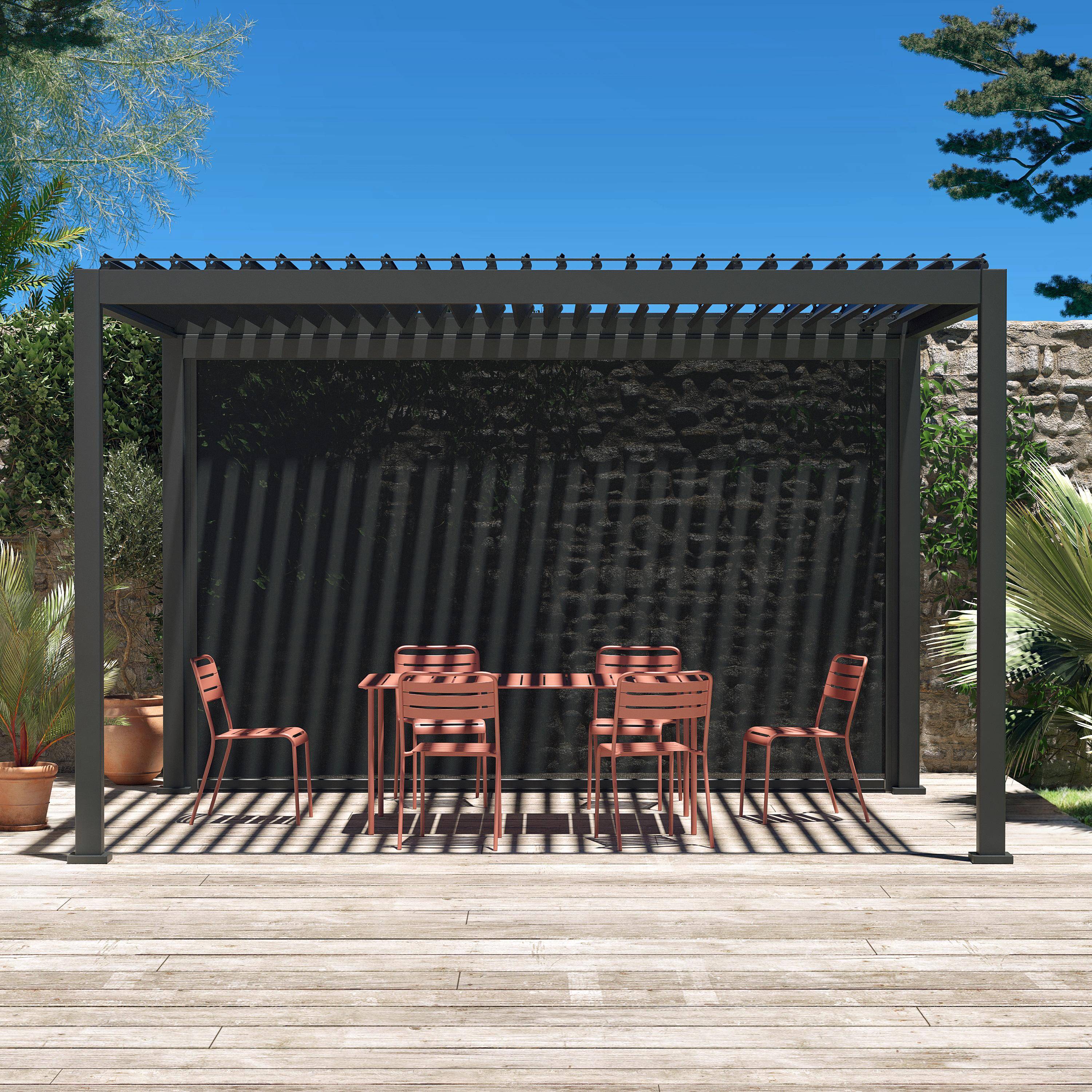 Triomphe 3x4m + accesorio - Pérgola bioclimática 3x4m con toldo vertical de 4m