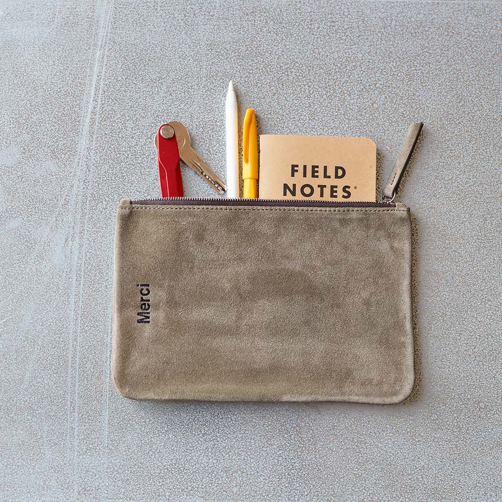 Merci - Pochette en daim - Truffle