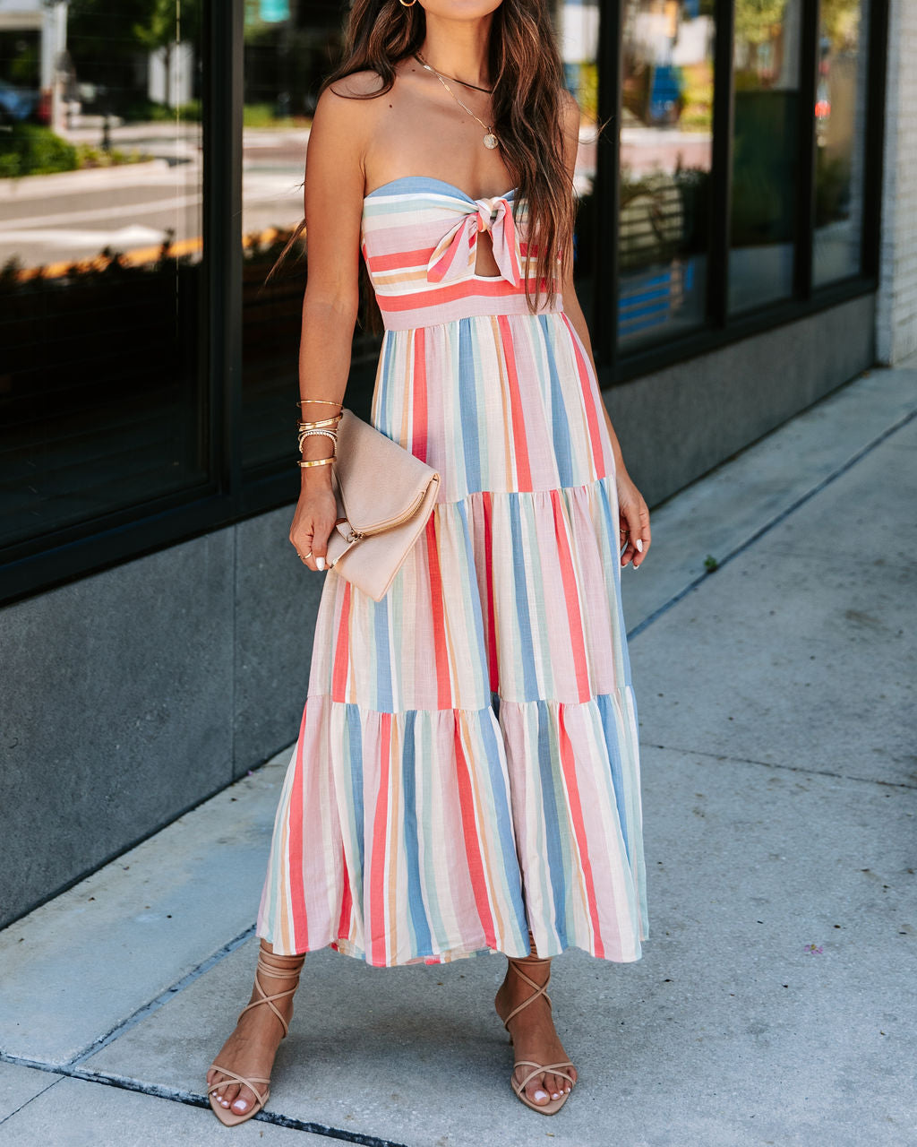 Valentina Striped Strapless Midi Dress - FINAL SALE - Se7enfashion