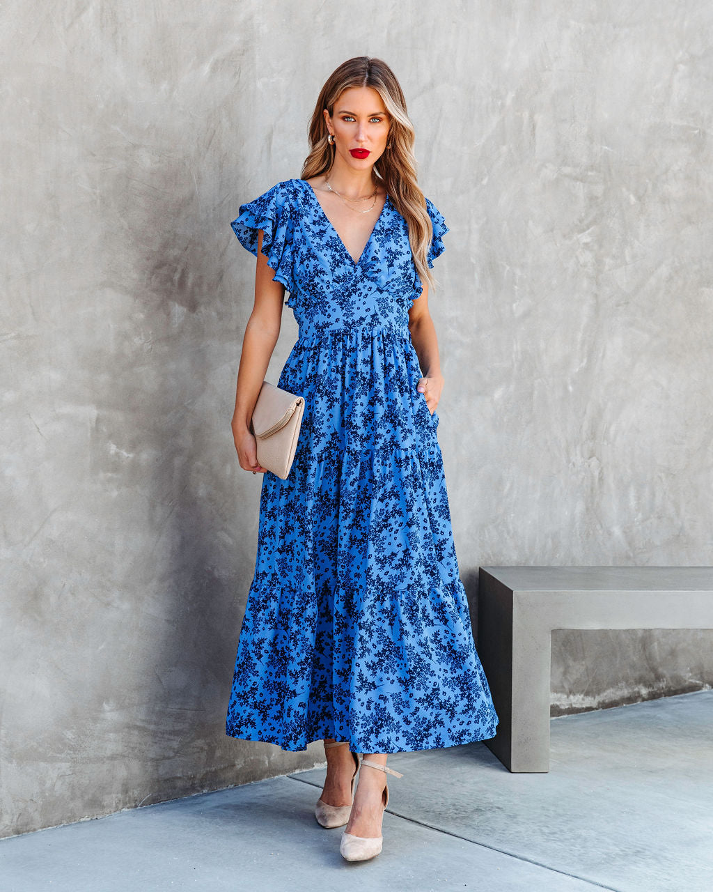 Perfect Pick Pocketed Floral Midi Dress - Se7enfashion