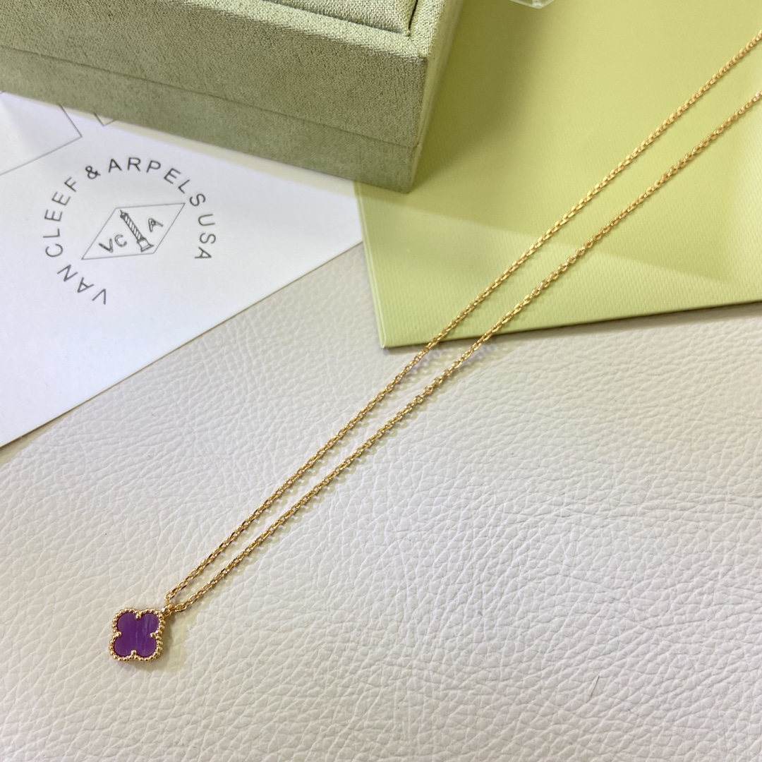 VCA Mini Purple Sweet Alhambra Necklace - Original Replica Club