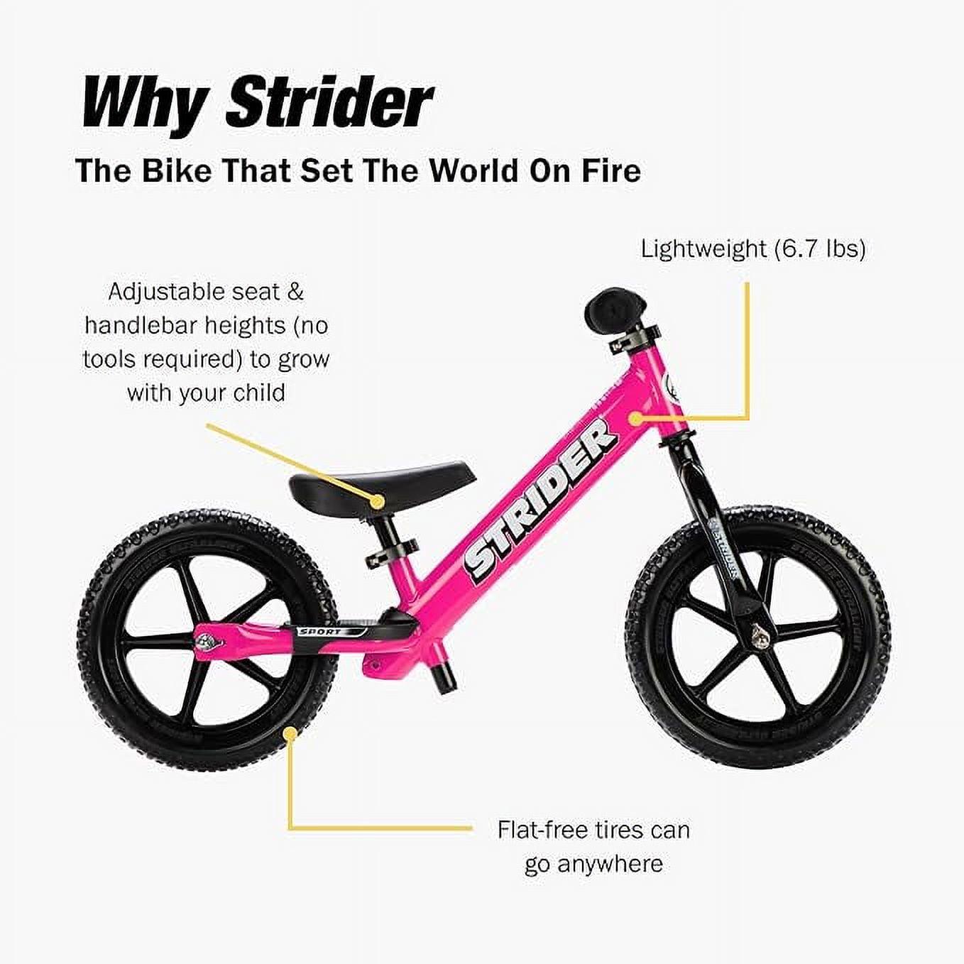 Strider - 12 Sport Balance Bike. Ages 1 to 4 Years - Pink - Image 4
