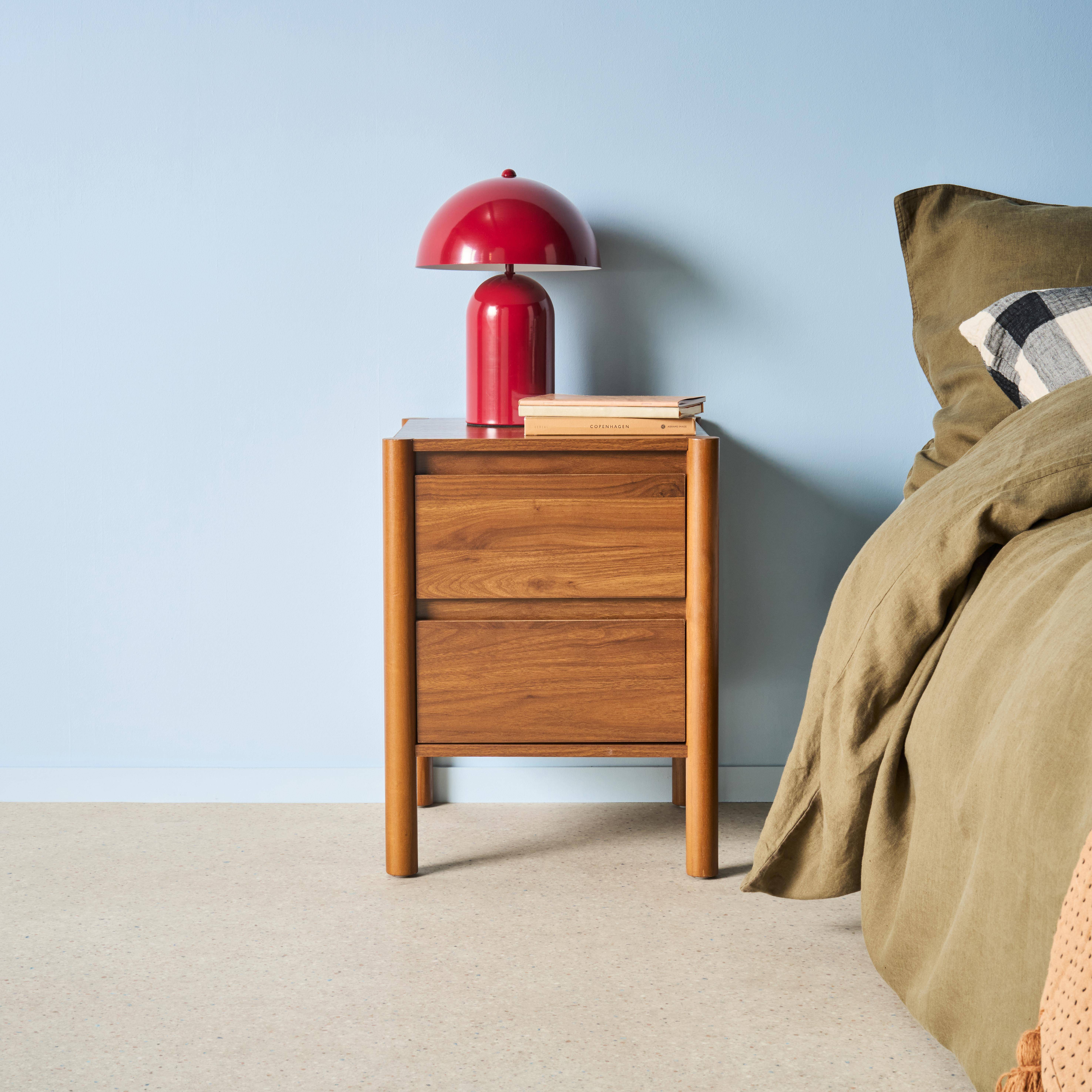 Harmony - Mesita de noche con decoración de madera, 2 cajones