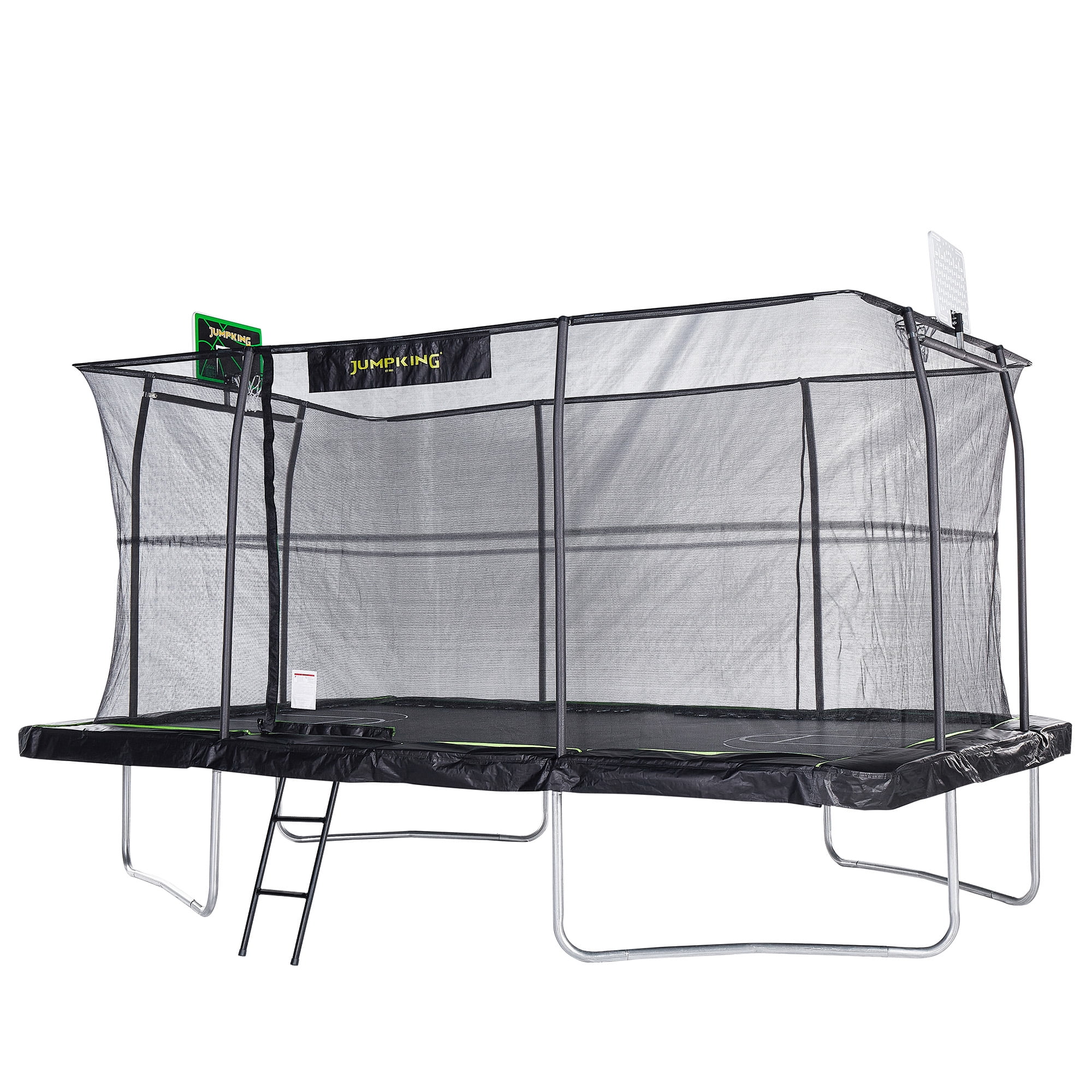 JumpKing 10'x15' Rectangle Trampoline with 2 Powder Coated Basketball Hoops & Breakaway Rim and Ladder- Large Recreational Trampoline for Kids and Adults with Enclosure Net - Image 3