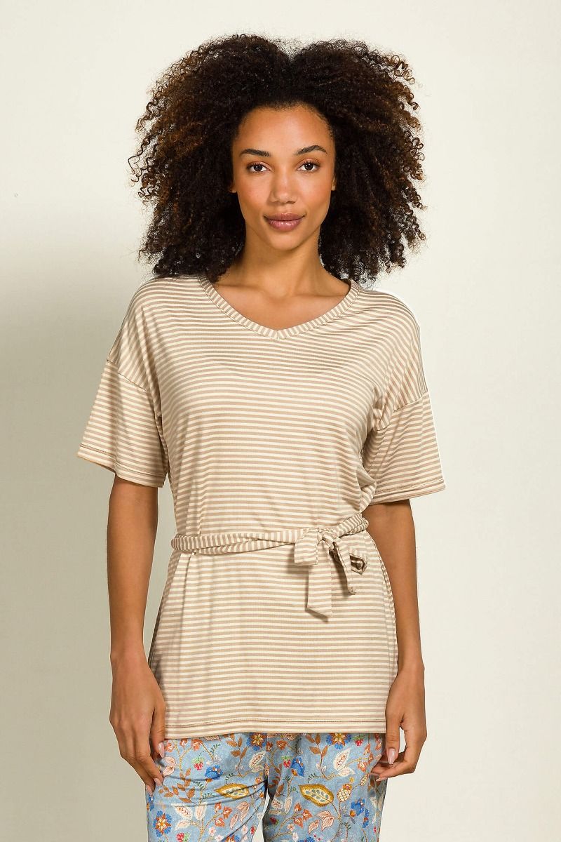 Tonya Top Short Sleeve Little Sumo Stripe Sand