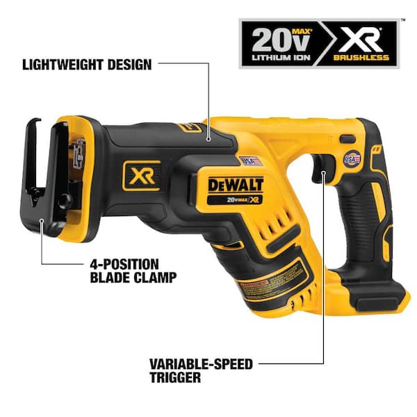 DEWALT 20V MAX XR Cordless Brushless Compact Reciprocating Saw, Tool Only - DCS367B - Image 3 DEWALT 20V MAX XR Cordless Brushless Compact Reciprocating Saw, Tool Only - DCS367B - Image 3