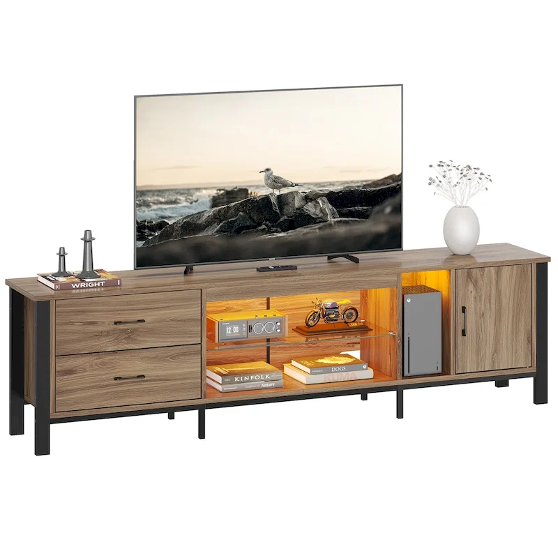 Contemporary 80-Inch TV Stand for 75/80/85 Inch TVs with 2 Drawers