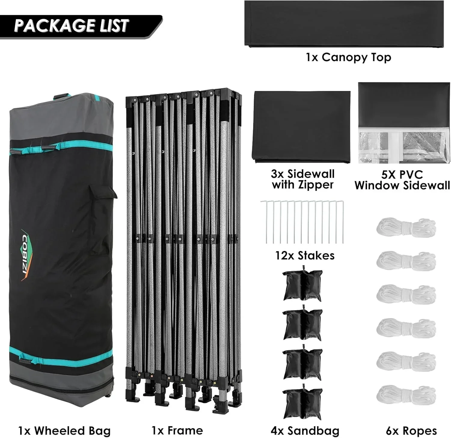 COBIZI 10x20 Heavy Duty Pop up Canopy Tent 6 sidewalls Commercial Canopy Wedding Party Tents