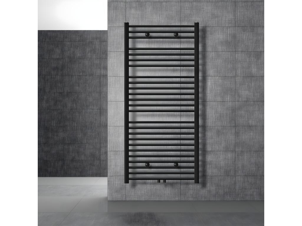 Radiador de baño Radiador Sahara conexión central calentador de toallas negro 75