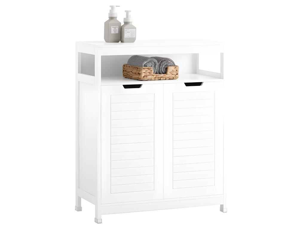 Armario de Baño Mueble Baño Auxiliar Organizador con 1 Comportamiento Abierto y 2 Puertas 70 x 35 x 90 cm Blanco BZR121-W Pratcas ES