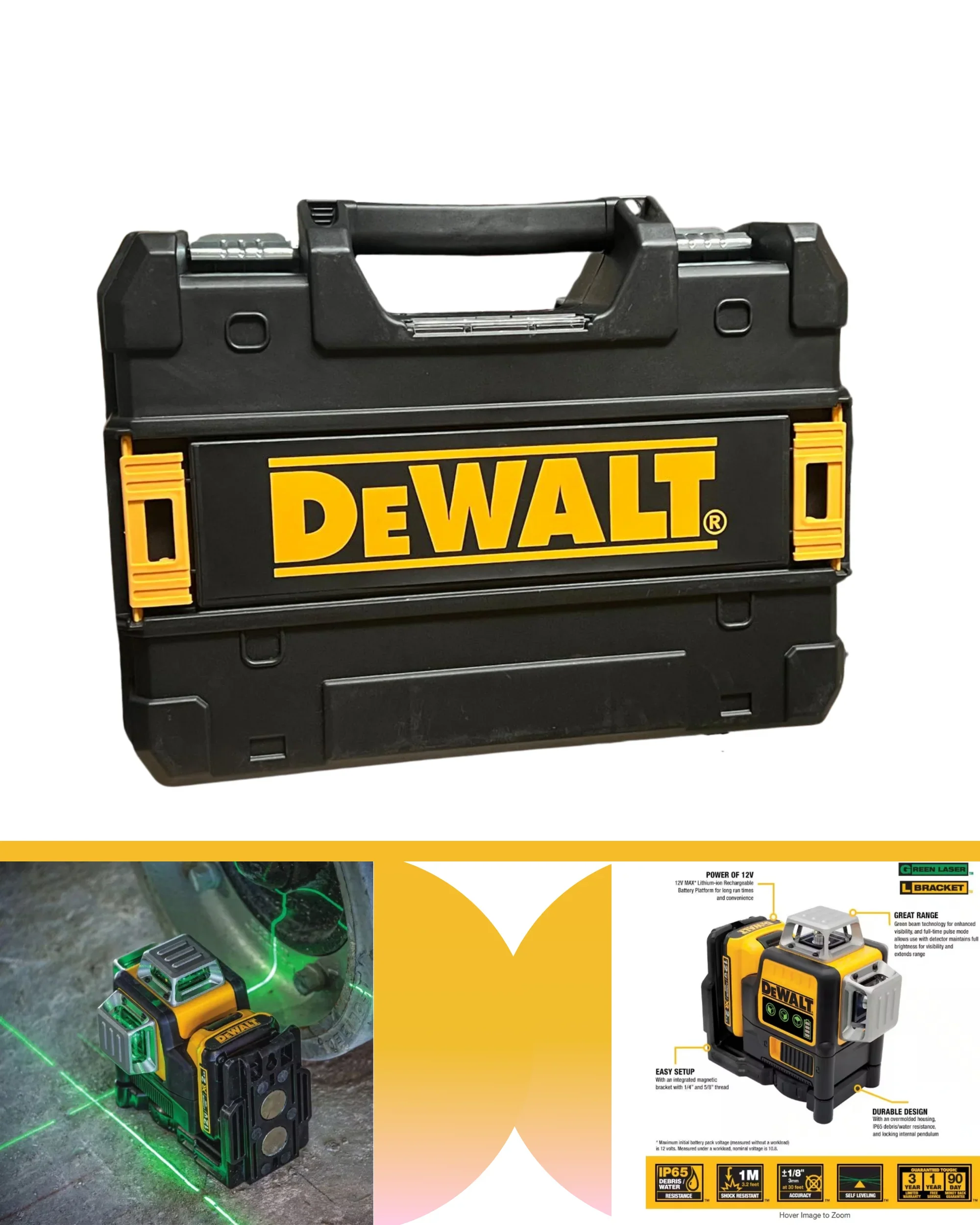 DeWalt 12V MAX Cordless Green Line Laser 3 x 360 Professional Laser Level