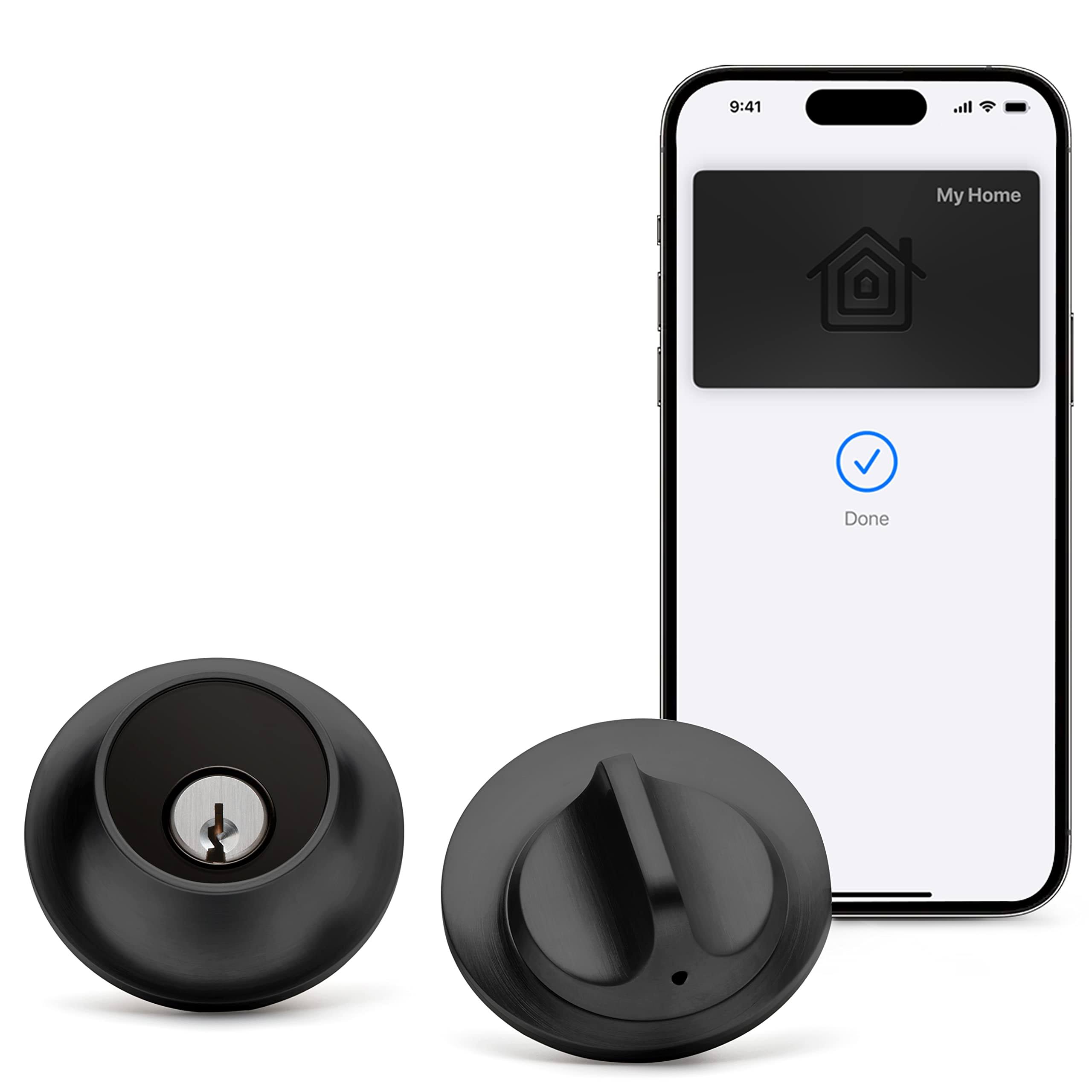 Level Lock+ Smart Lock Plus Apple Home Keys - Smart Deadbolt for Keyless Entry - Includes Key Cards - Works with iOS, Android, Apple HomeKit (Matte(Matte Black)