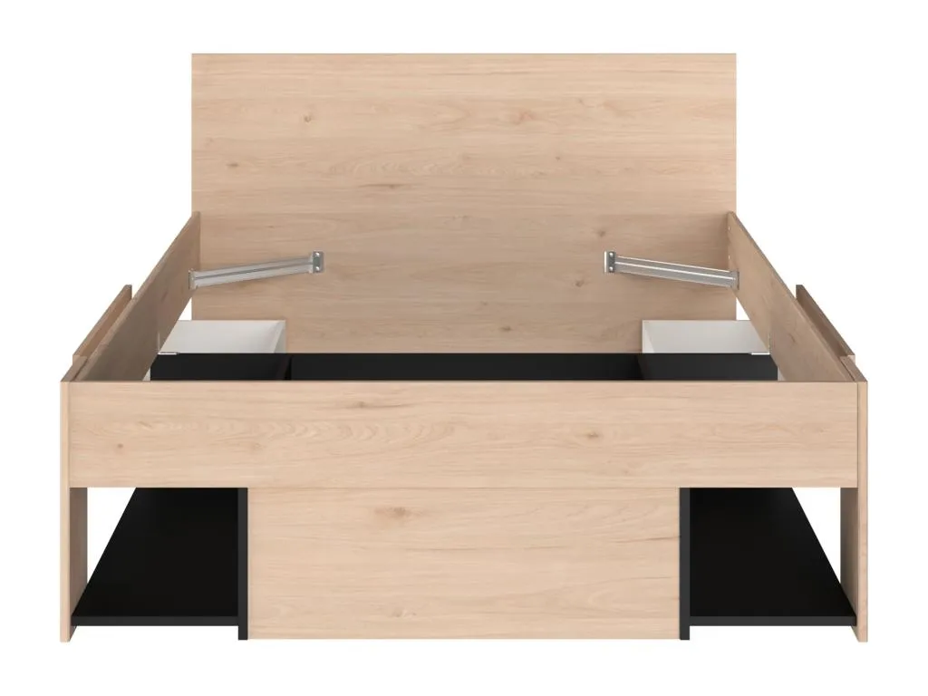 Cama 120 x 190/200 cm con almacenamiento - color: natural y negro - Cosinor yii2965825