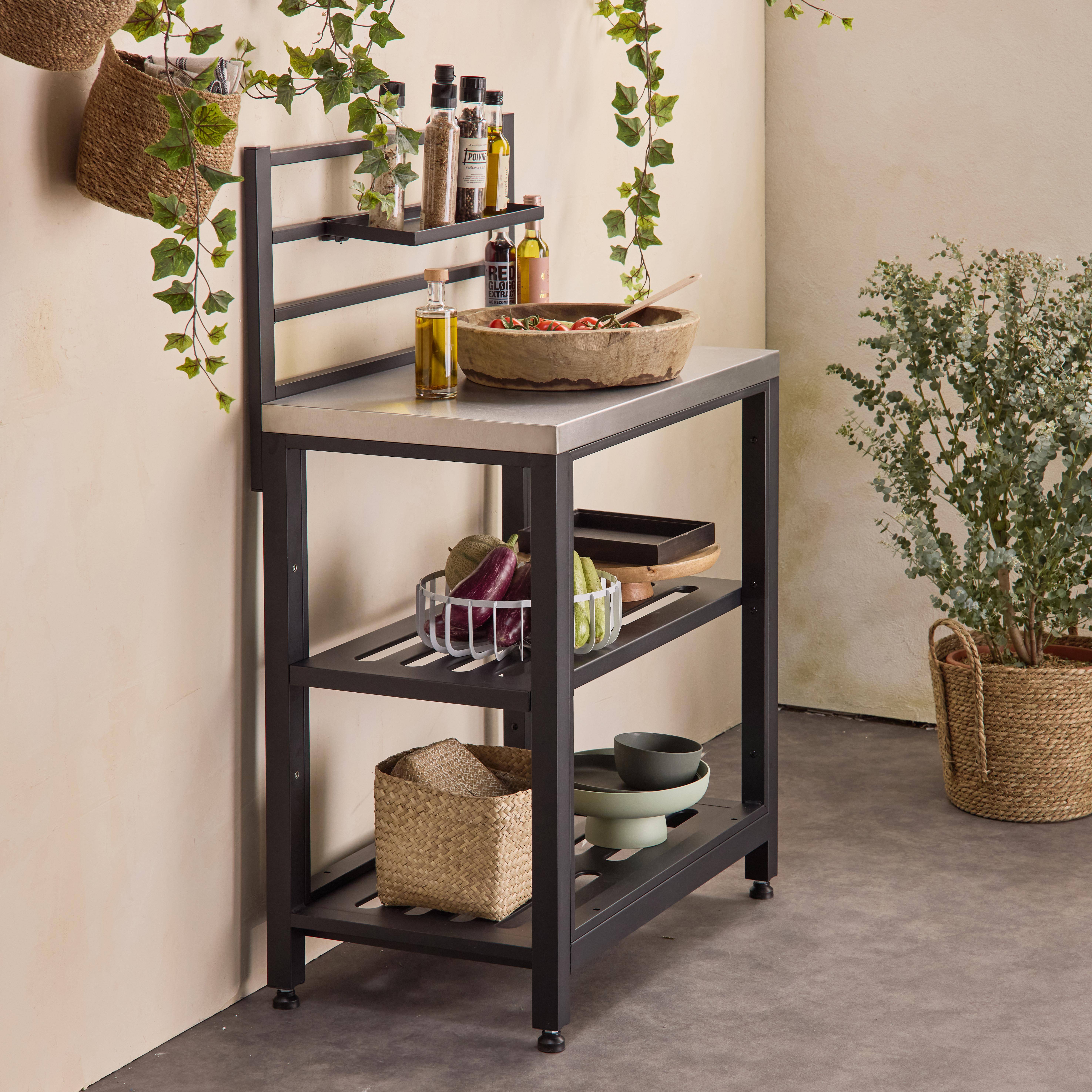 Grimaud - Cocina exterior de acero 2 estantes, 80cm