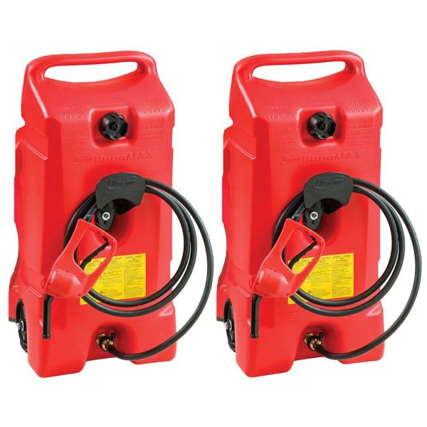 14 Gallon Portable Gas Fuel Tank with Pump. 2 Pack. Red
