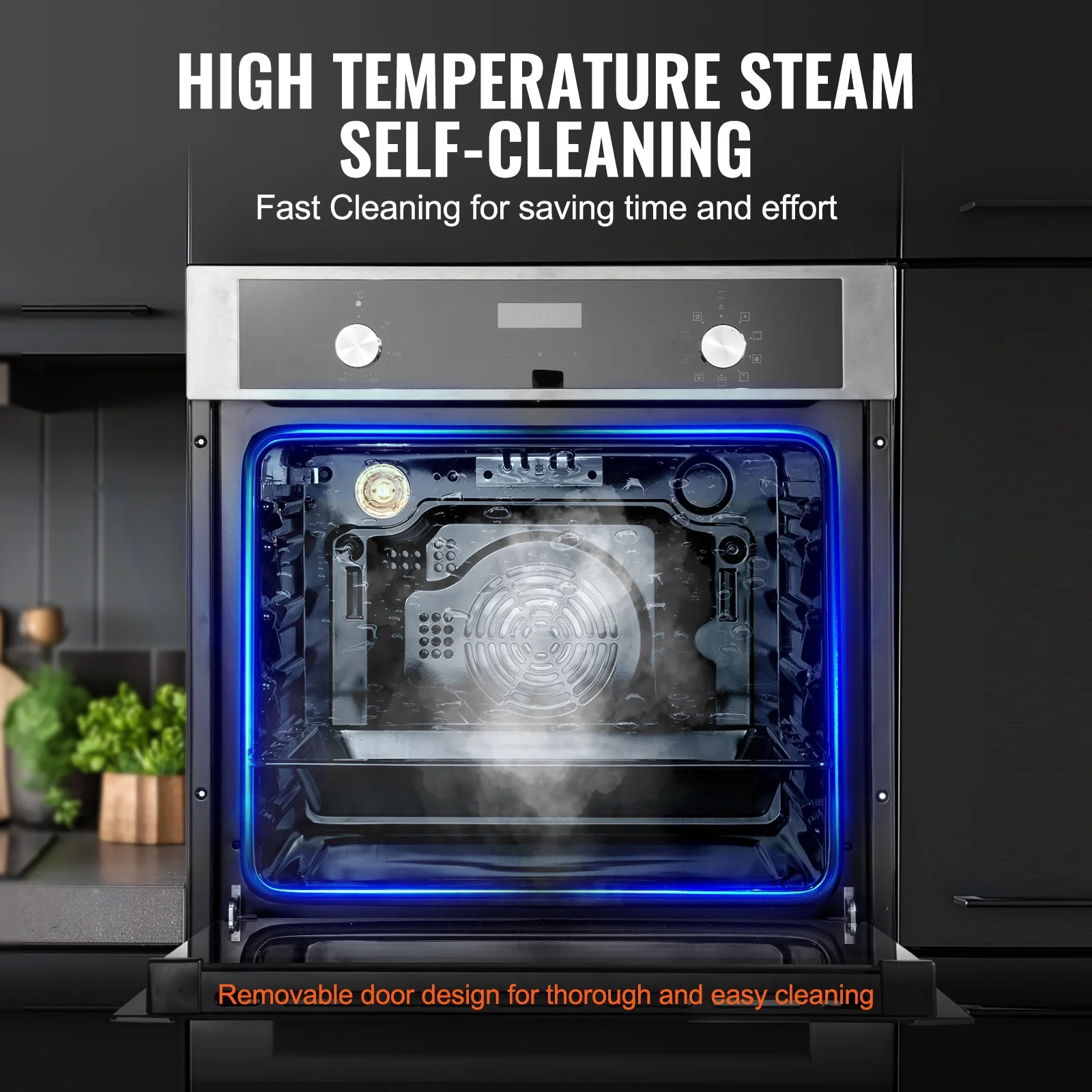 KFFKFF Single Wall Oven, 24" Electric Oven for Built-in Installation, Offers 9 Cooking Modes, 2.68 Cu.Ft Capacity, Includes Timer, 2800W Power - Image 8