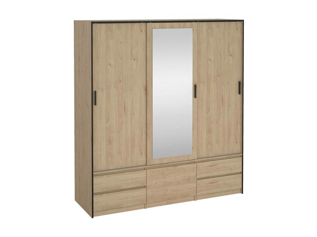 Gran armario multiusos Nestliq - Muebles multifuncionales - Zapatero - Armario para zapatos - 181x60 h200 cm - Roble