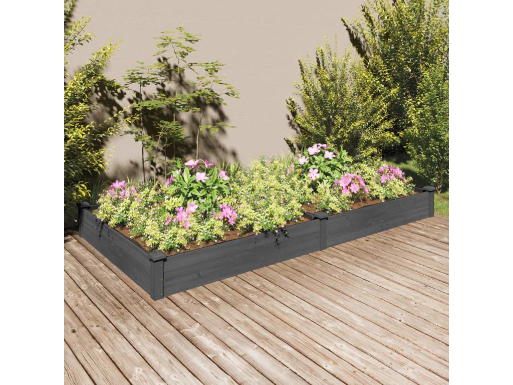 Jardinera arriate con forro madera abeto gris 240x120x25 cm