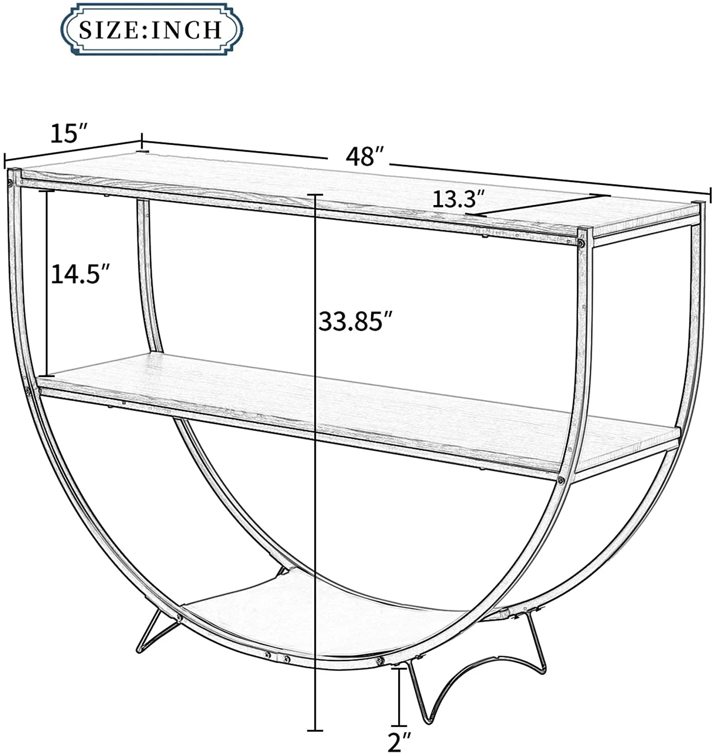 MELLCOM Rustic Style Console Table, 2 Tier Country Style Sofa Table for Entryway, Brown - Image 5