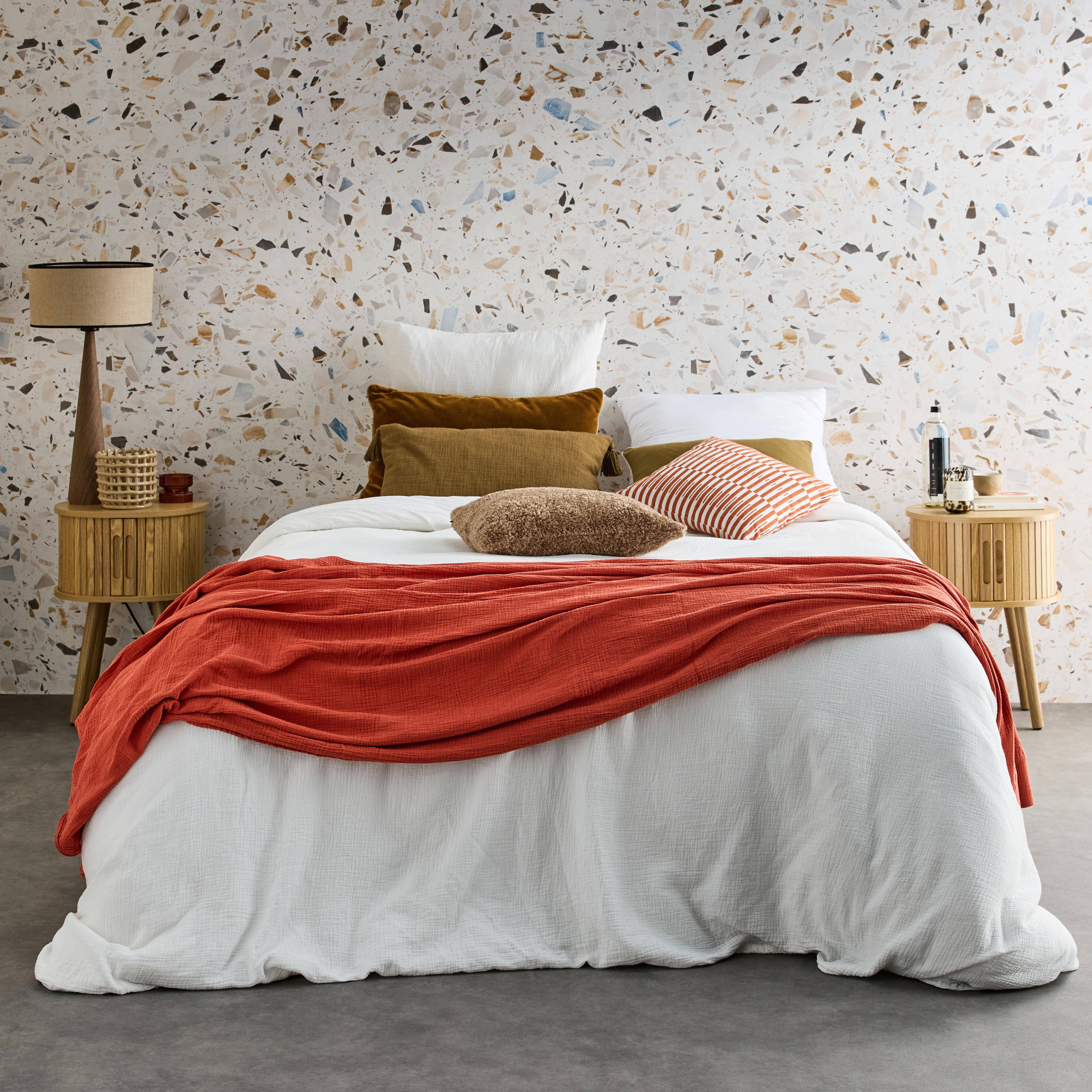 Legacy - Mesita de noche ovalada escandinava con decoración madera ranurada, set de 2