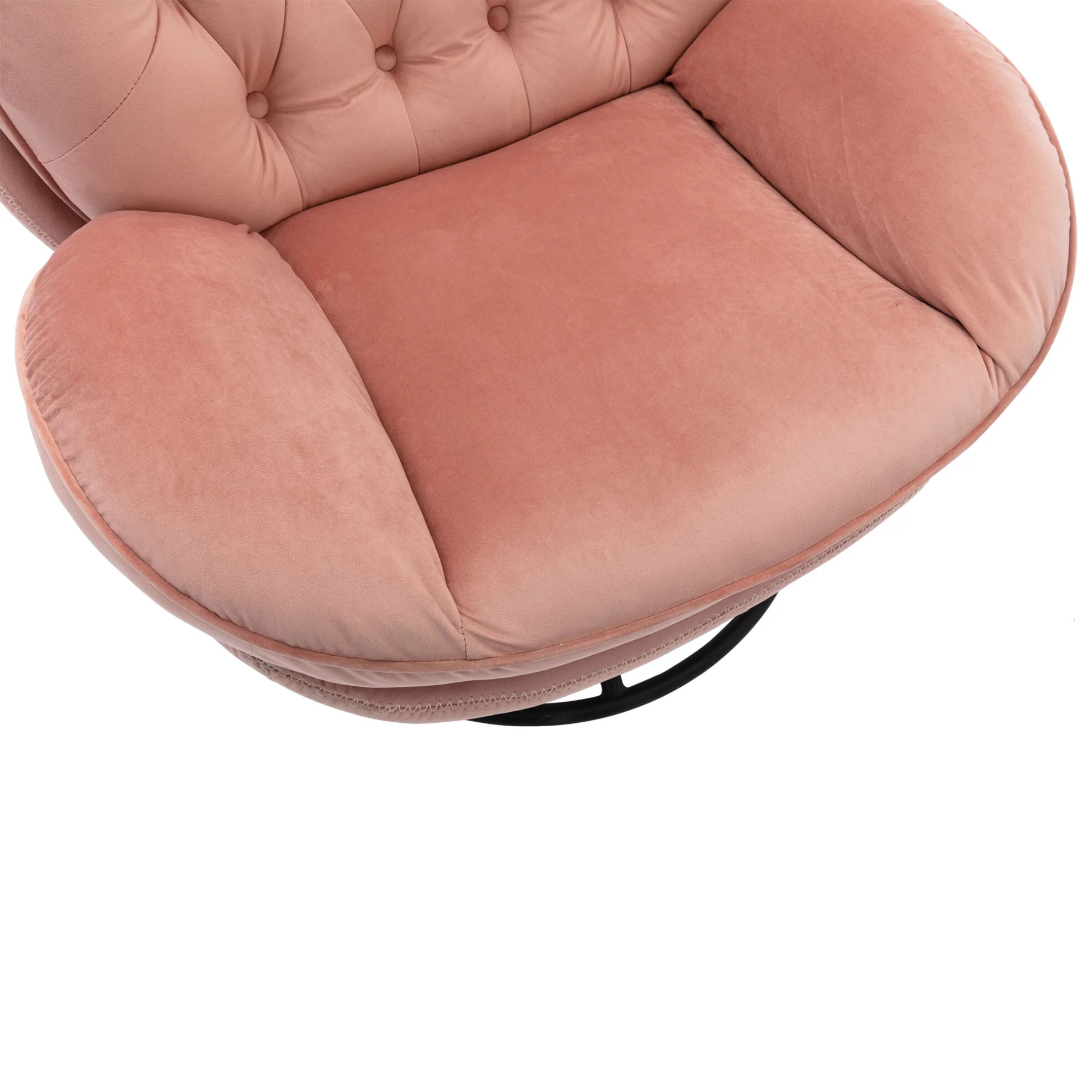 Velvet Swivel Accent Chair with Ottoman Set, Modern Tufted Armchair with Footrest for Living Room Reading TV Chairs for Adults, Comfy Chaise Lounge Chairs with 360 Degree Swiveling for Bedroom, Pink - Image 10