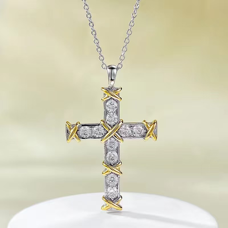 Tiffany Ten Stone Cross Pendant with Diamonds Necklace - Original Replica Club