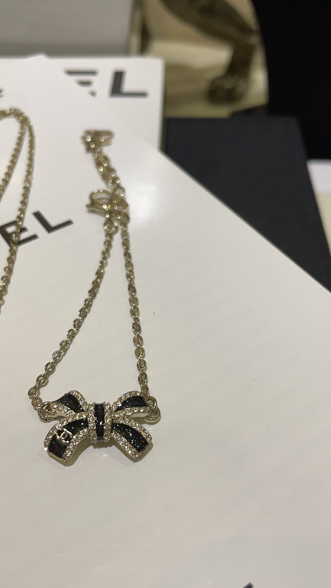 Chanel Black Bow CC Pendant Necklace and Bracelet - Original Replica Club