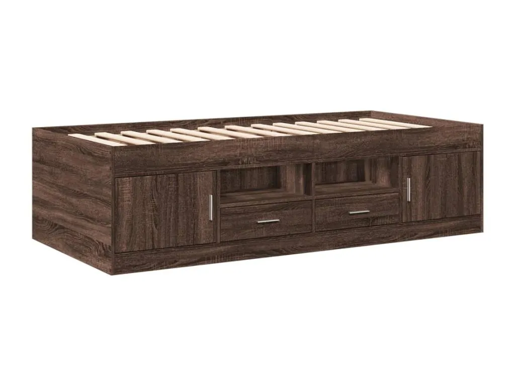Sofá cama con cajones sin colchón Jmmhogar marrón 90x200 cm