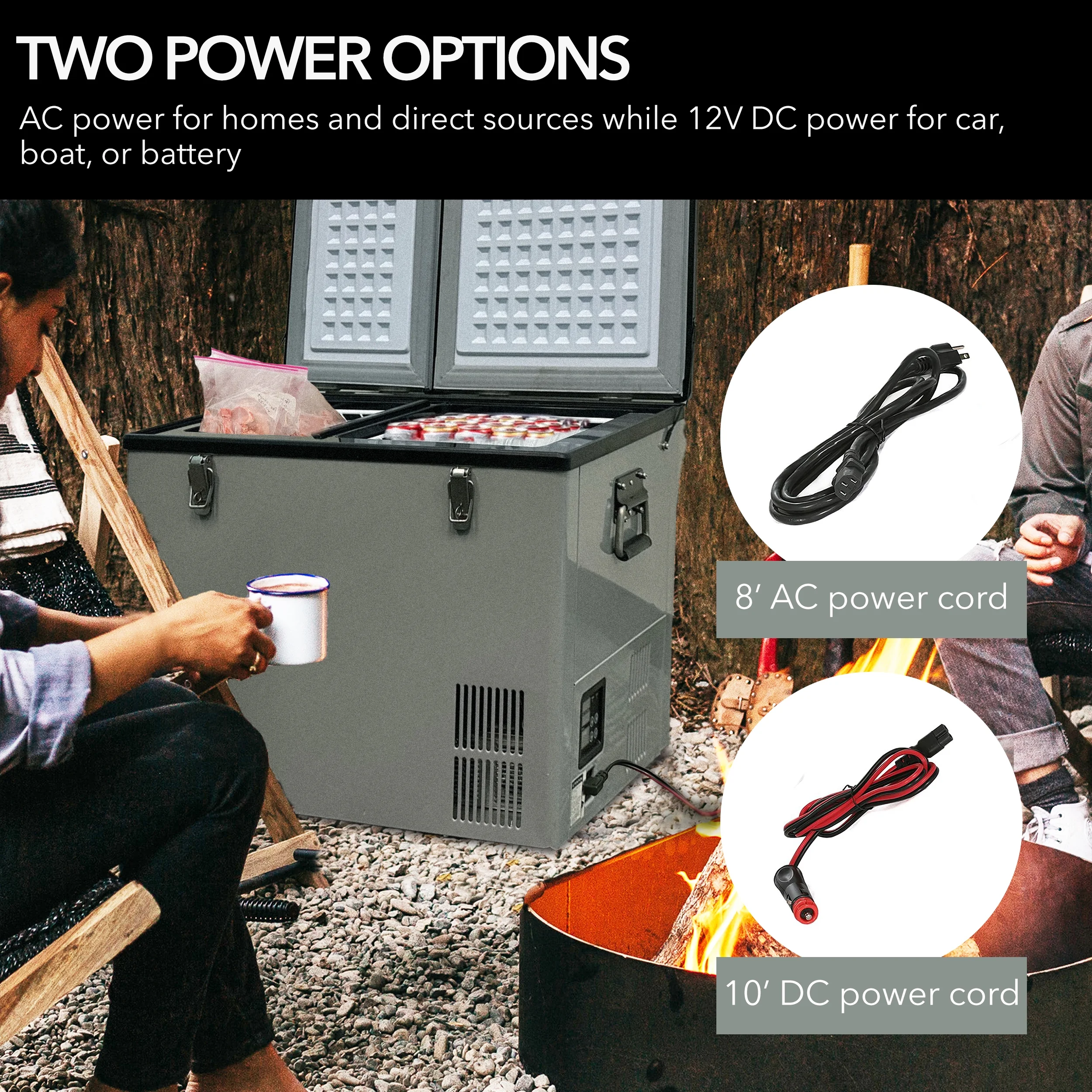 Whynter 90 Quart Dual Zone Portable Fridge/Freezer with 12v Option and Wheels - Image 5