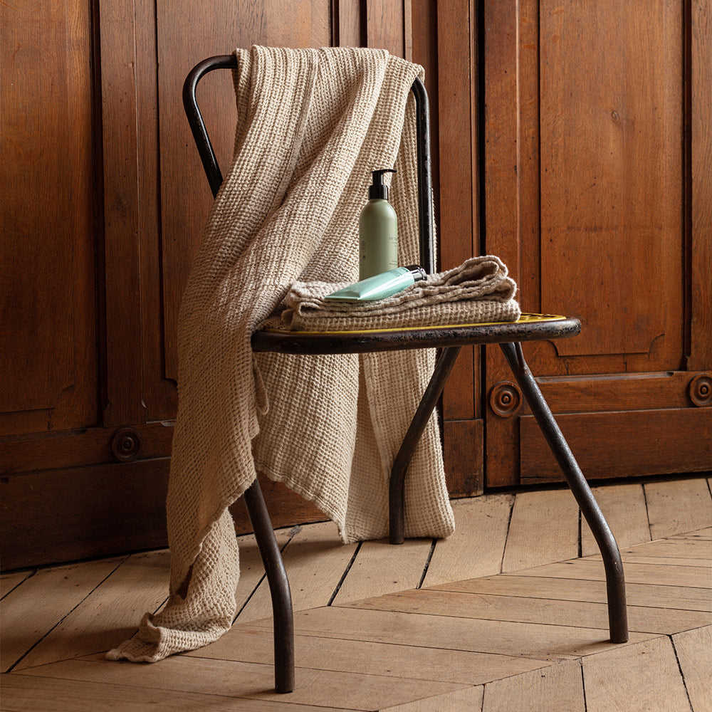 Serviette de bain en lin - Waffle - Pierre