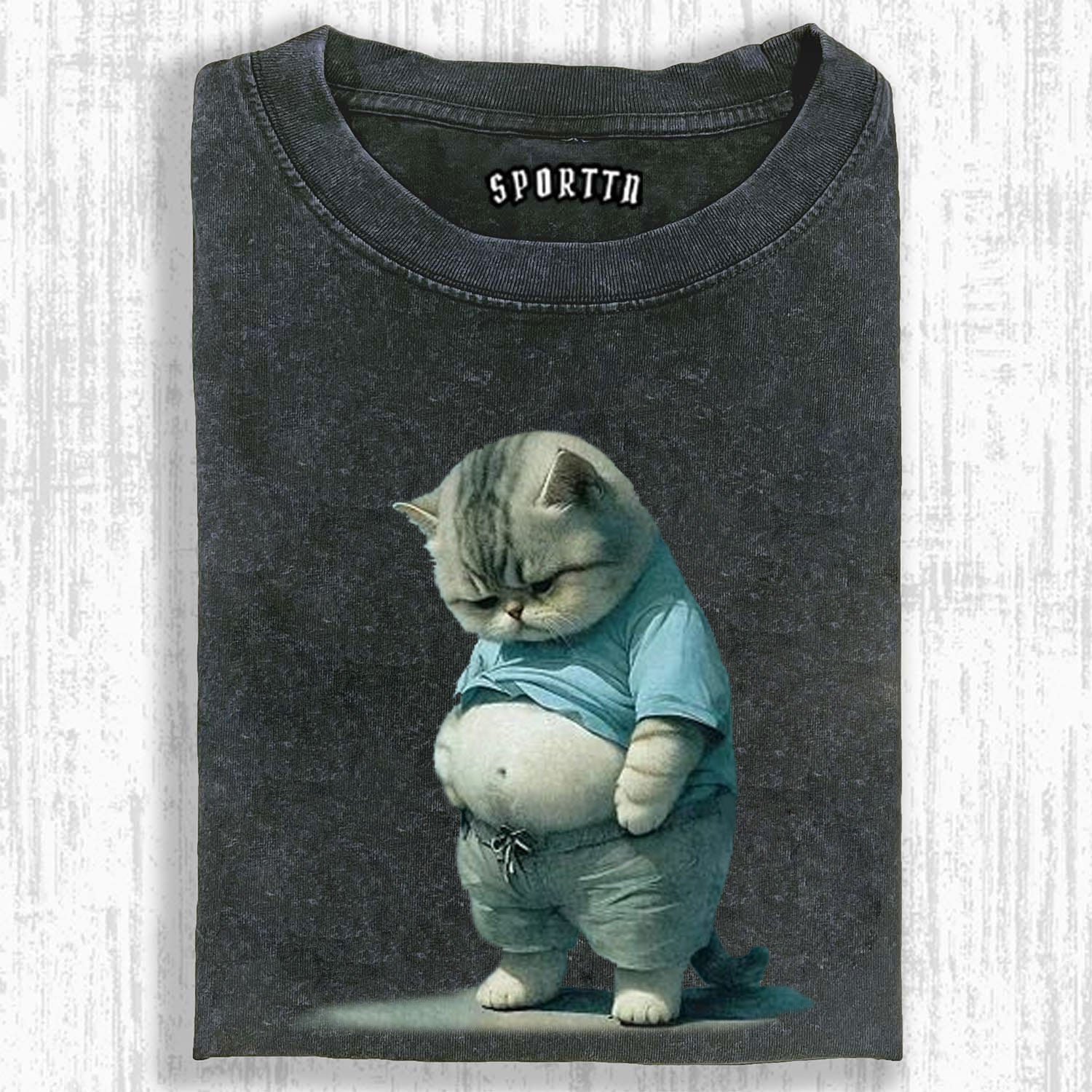 ANTHROPOMORPHIC LAZING CAT TEE
