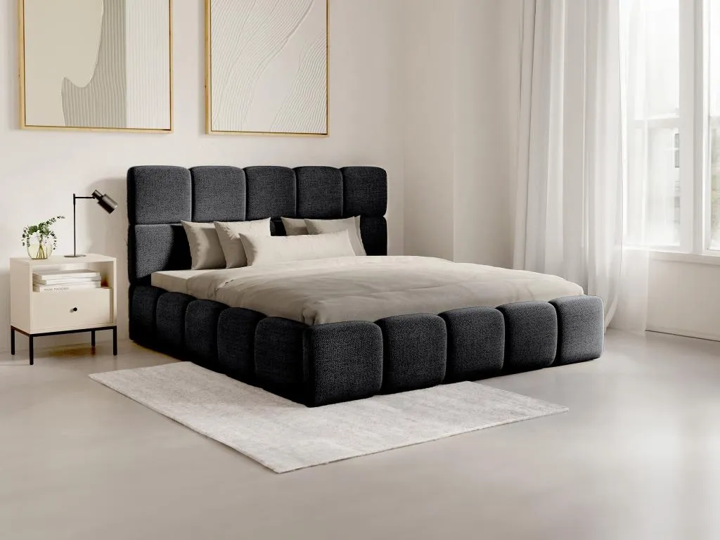 Canapé abatible de 140x190 cm - Tela texturizada - Negro Colchón - Sancaldeco UNGZ72284