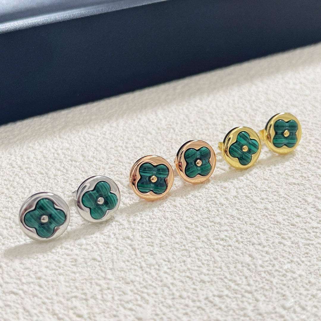 Louis Vuitton Green Malachite Stud Earrings - Original Replica Club