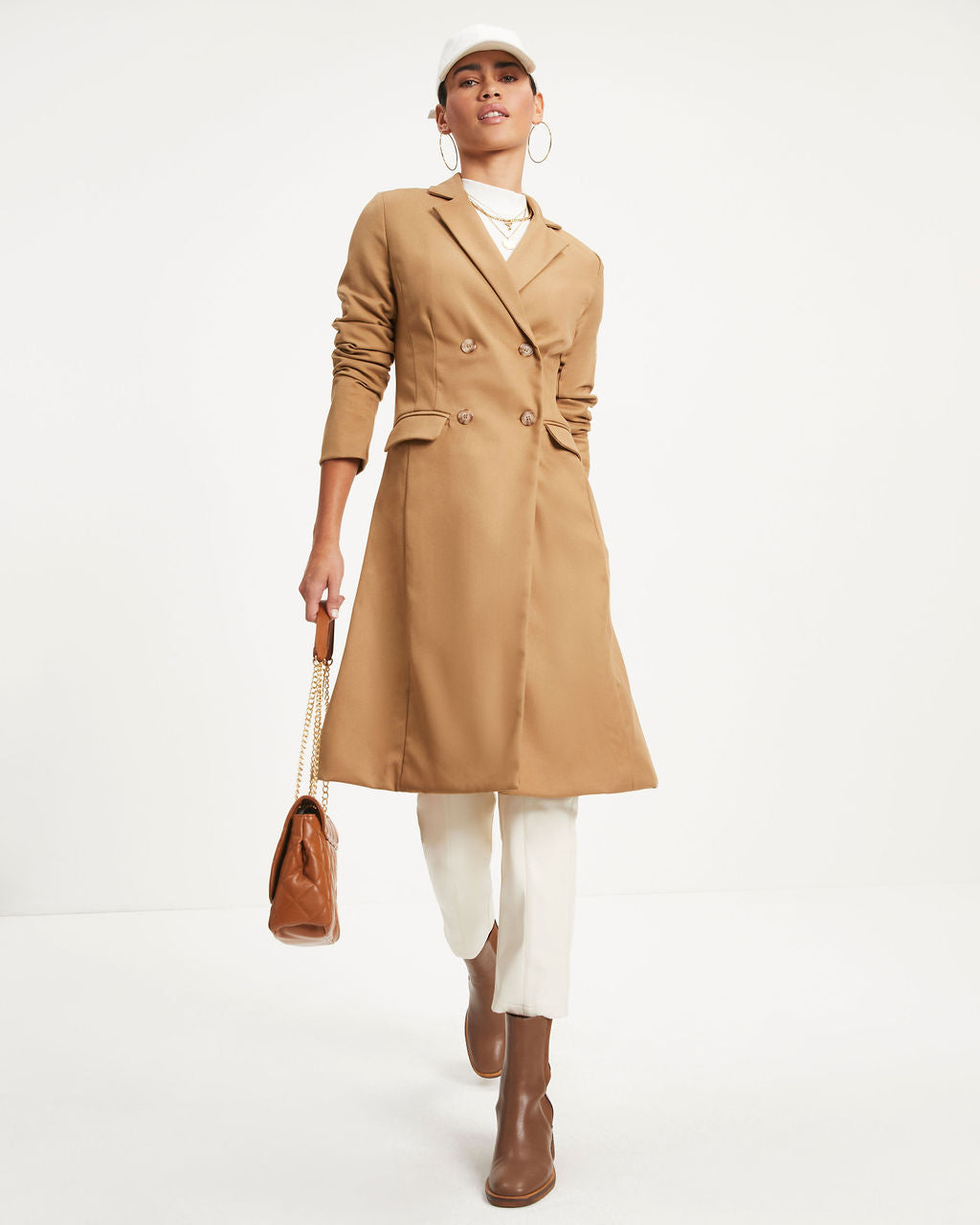 District Pocketed Coat - Camel - Se7enfashion