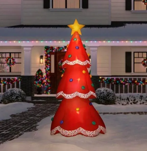 WAYFAIR 12 5 Ft Inflatable Fuzzy Plush Red Christmas Tree