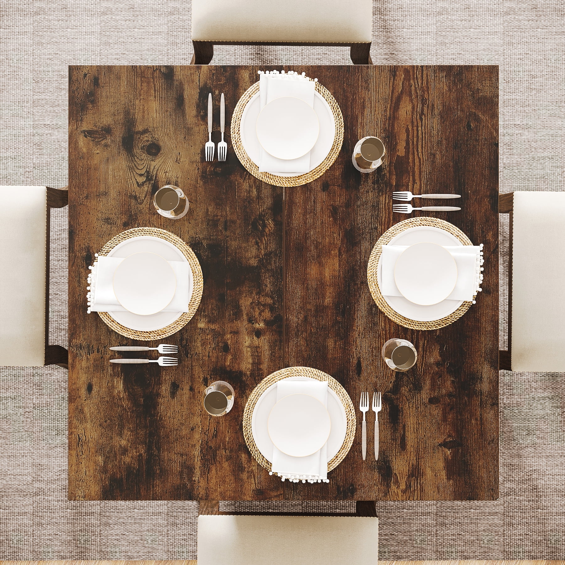Tribesigns Square Dining Table for 4, 31.5-Inch Kitchen Table Small Dinner Table with Sturdy Pedestal Base, Farmhouse Dining Room Table for Home Dining Room, Living Room, Kitchen, Vintage Brown - Image 14