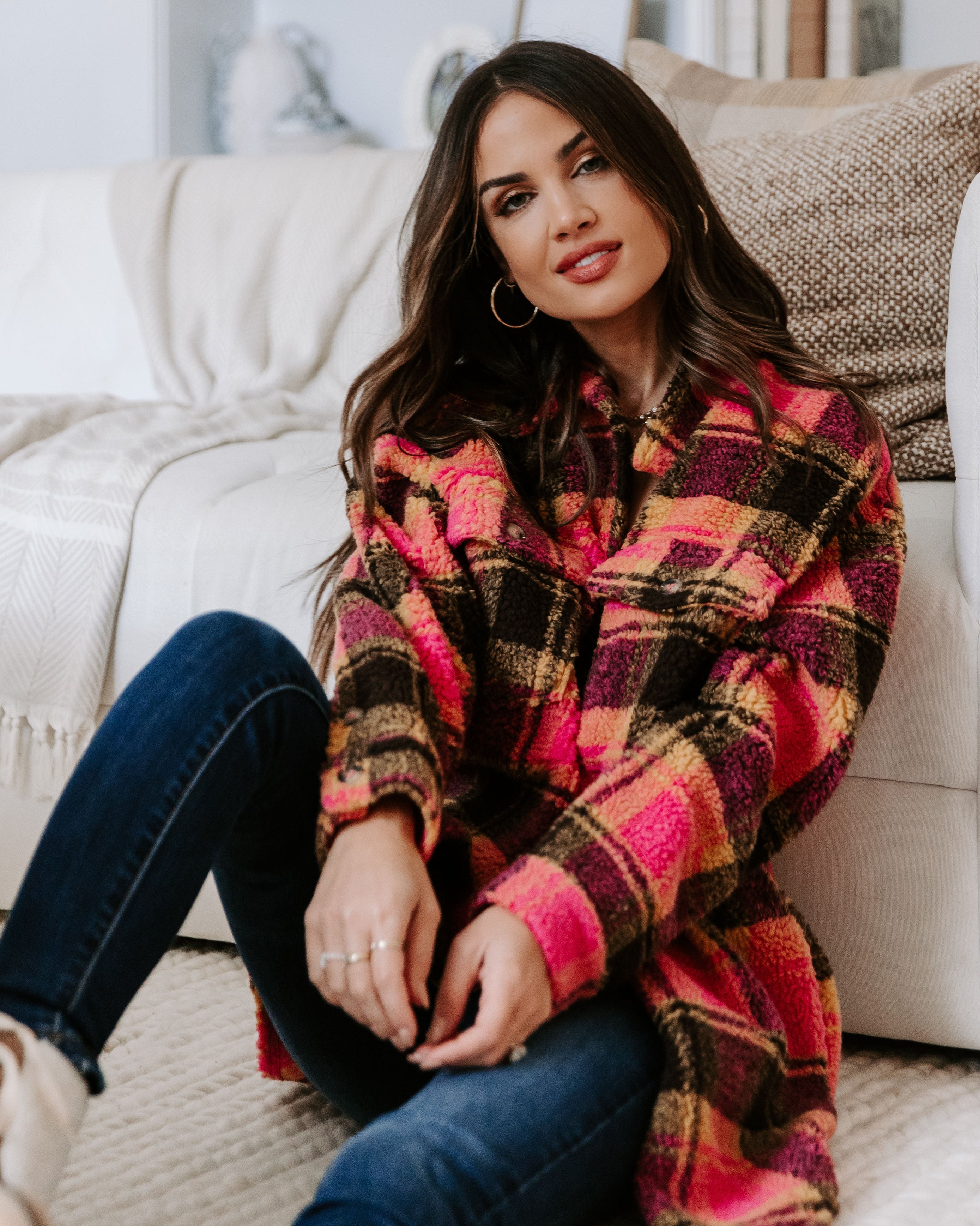 Perfect Day Pocketed Plaid Teddy Jacket - Se7enfashion