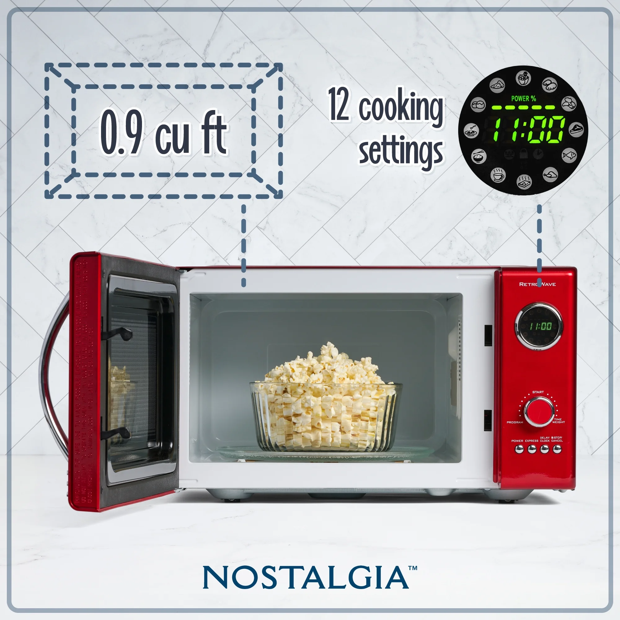 Nostalgia Retro Microwave for Countertop 0.9 cu ft Vintage Microwave, Ivory - Image 31