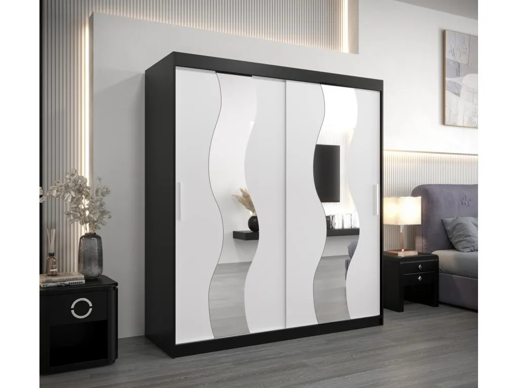 Armario Luxmbls de puertas correderas 200/180/62 2 puertas (negro/blanco) 91139ONMX