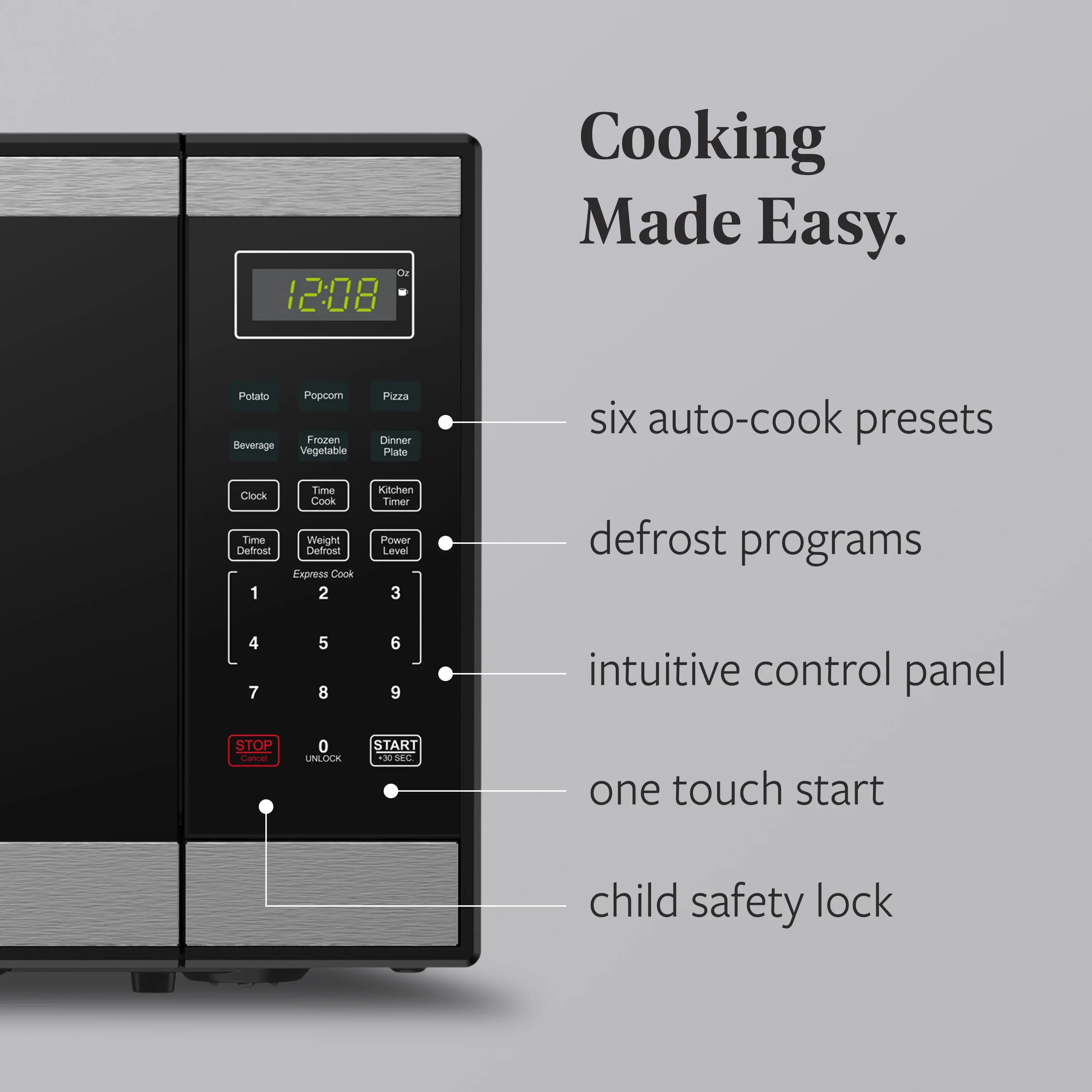 Farberware FMGZ09BKA 0.9 Cu. Ft. Microwave Oven, 900W, Digital Control, LED Display, 6 Cooking Presets, Black