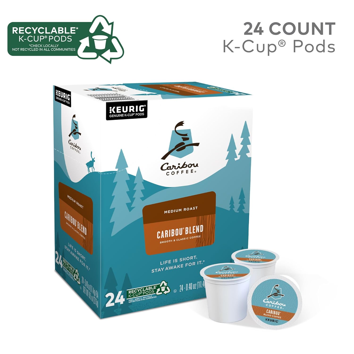 Caribou Coffee Keurig Single-Serve K-Cup Pods. Caribou Blend Medium Roast Coffee. 24 Count