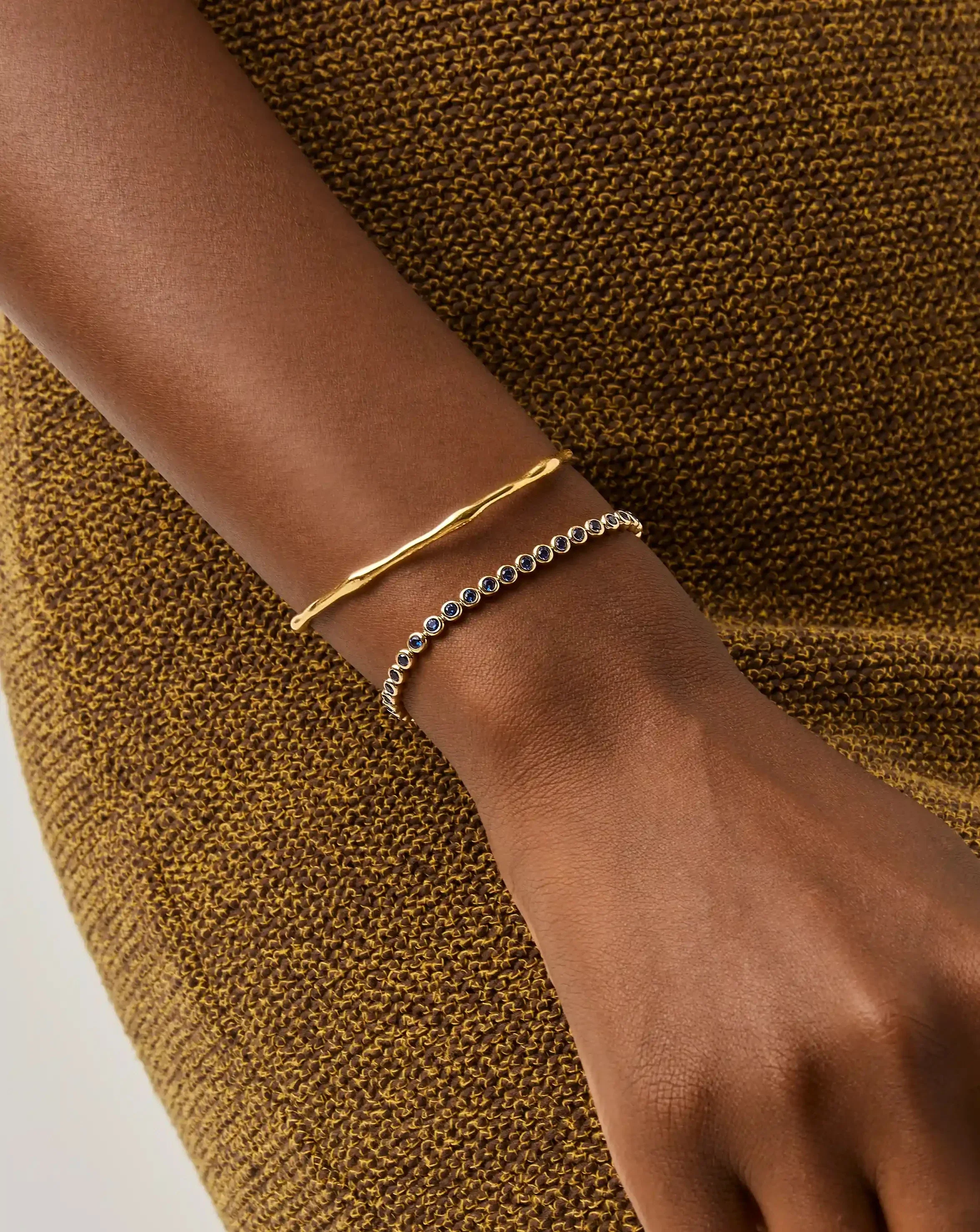 Tennis Round Bracelet | 18ct Gold Vermeil/Sapphire Blue Nano-crystal